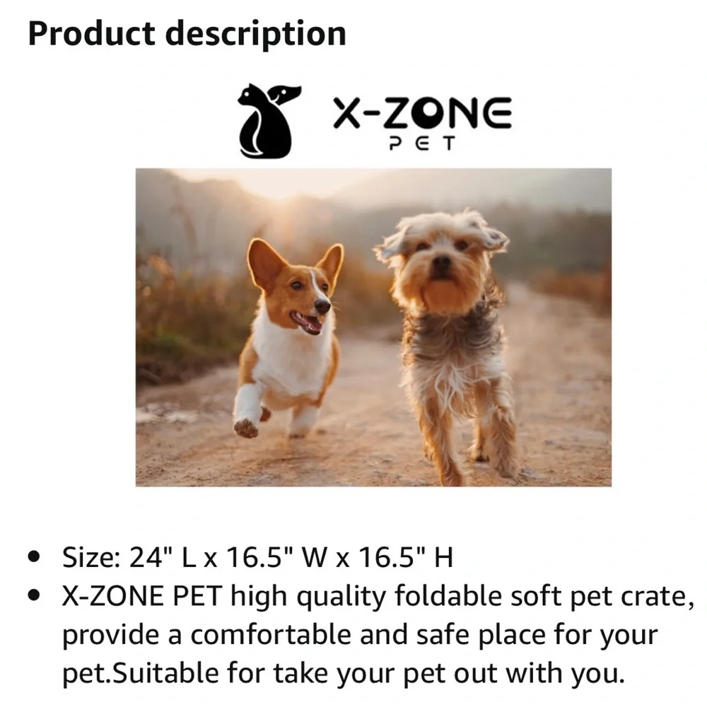 NEW 3Door 24” Indoor/Outdoor Folding Soft Pet Crate
